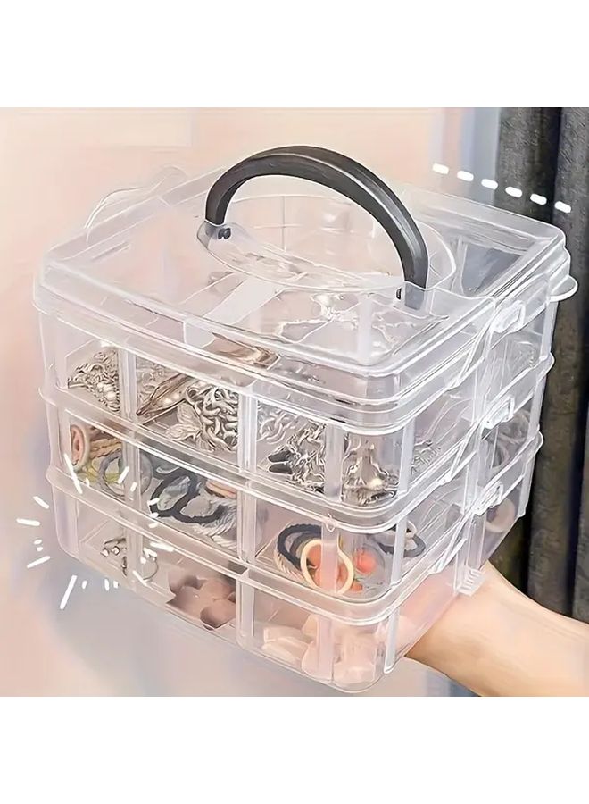 3 Tier Stackable Storage Box With Compartments Transparent Organizer For Kitchen Bathroom - Image 2