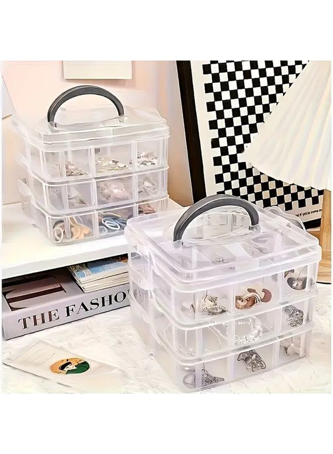 3 Tier Stackable Storage Box With Compartments Transparent Organizer For Kitchen Bathroom - Image 4