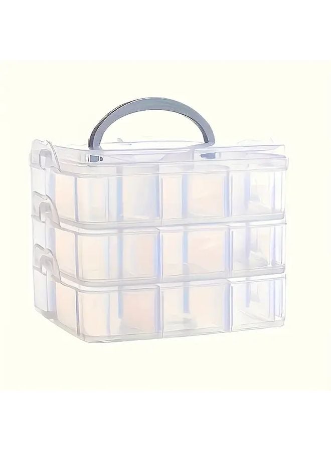 3 Tier Stackable Storage Box With Compartments Transparent Organizer For Kitchen Bathroom - Image 1