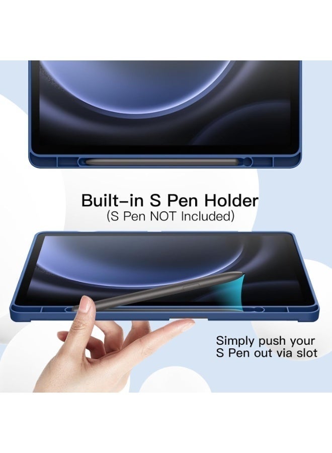 DUSALA Protective Case for Samsung Galaxy Tab S8 Plus 2022 / S7 FE 2021 / S7 Plus 2020 12.4 – Tri-Fold Stand, Soft TPU Back, S Pen Holder & Charging Support Auto Wake/Sleep(Blue) - Image 3