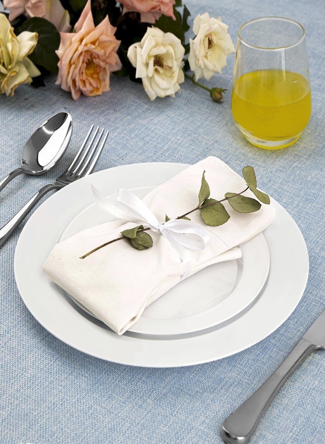 SETUP 100-Piece White Plastic Dinnerware Set - 50 10.25" Dinner & 50 7.5" Salad Plates - Heavy-Duty Disposable for Weddings, Catering, Parties - Image 3
