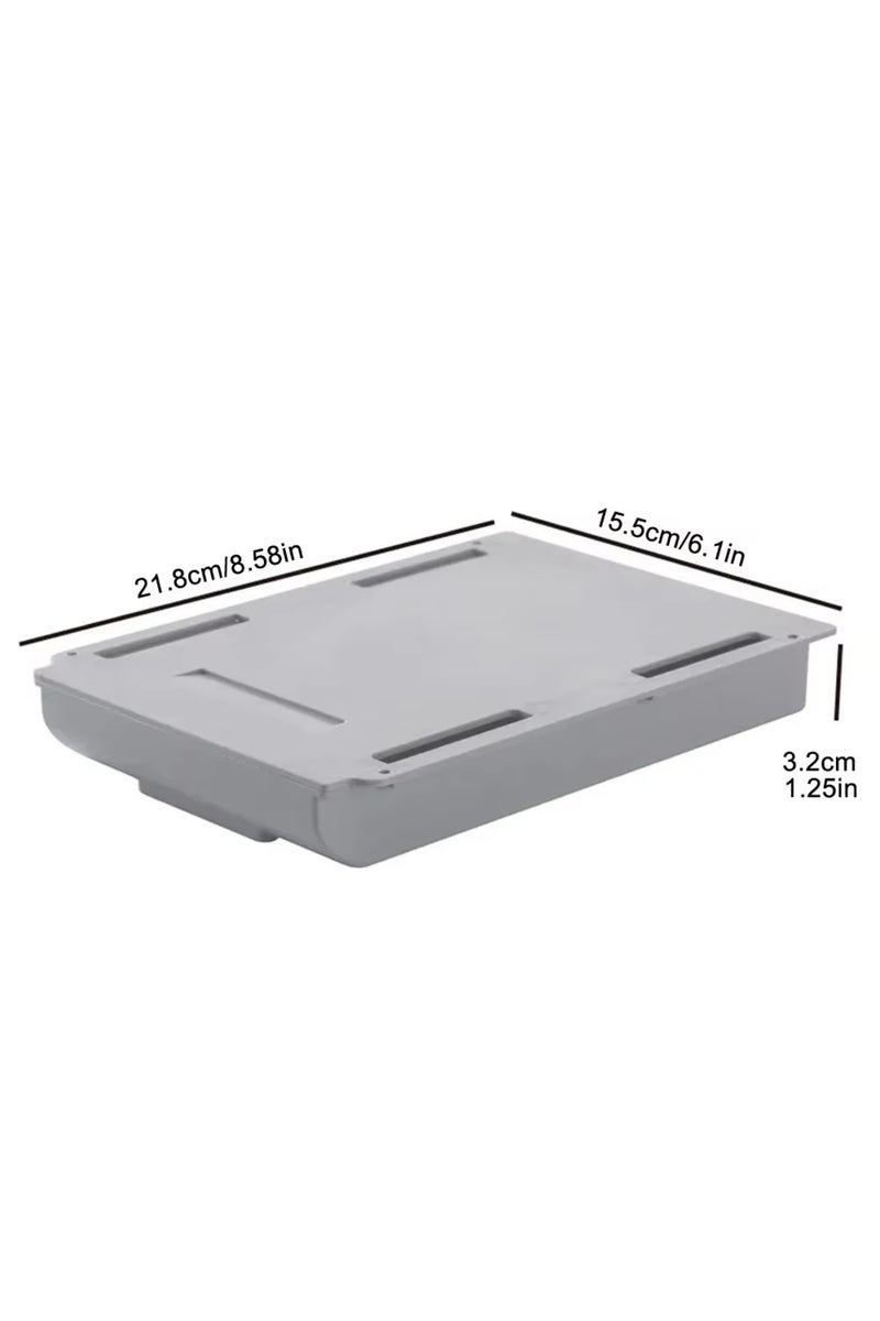 Grey L 1pc White SelfAdhesive Storage Drawer Box Makeup Pencil Tray Desk Hidden Under Desk Stand Sel