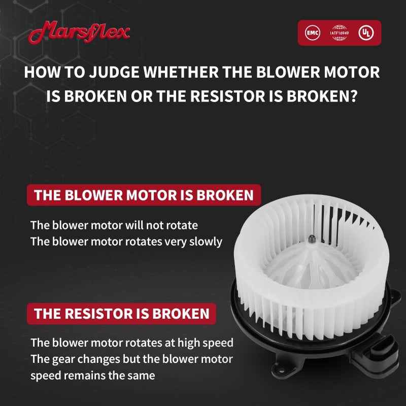 Marsflex Front Blower Motor 700298 for 2008-2022 Toyota Sequoia, for 2011-2017 Toyota Sienna, 2009 2010 2012 2013 2014 2015 2016 2018 2019 2020 2021 Blower Motor OE: 75050 87103-0C050 87103-0C051 - Image 4