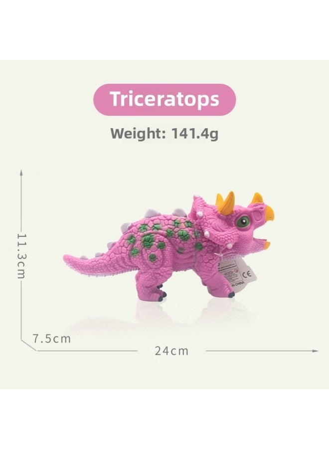 Dinosaur Soft Rubber Sound Toy 2022 Children's Simulation Animal Model Fall-resistant Boy Toy Stall Wholesale-Color:2760 Cartoon Triceratops - Image 1