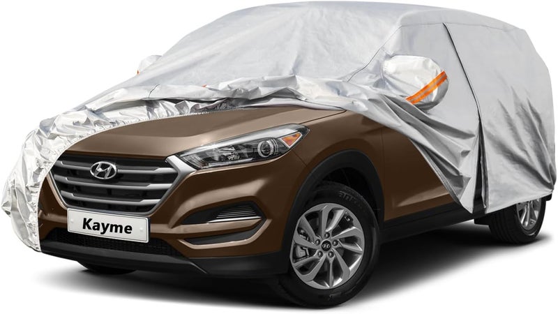 غطاء سيارة كايمي 6 طبقات SUV مخصص ليناسب هيونداي توسان (2004-2023) مقاوم للماء لجميع الأحوال الجوية للسيارات، غطاء كامل للخارج حماية من المطر والشمس والأشعة فوق البنفسجية. فضي - Image 1