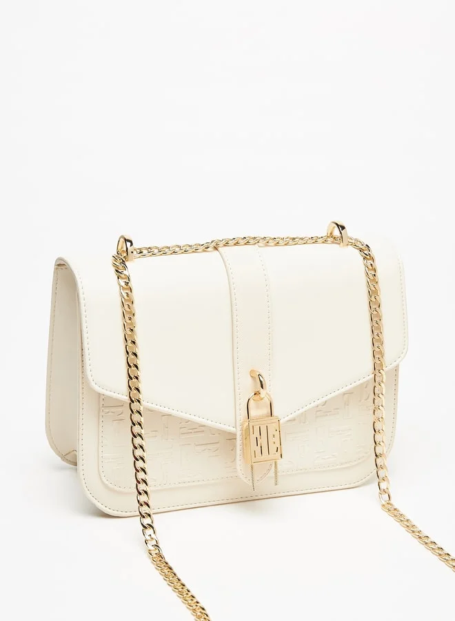 ELLE Women Monogram Embossed Crossbody Bag with Chain Strap