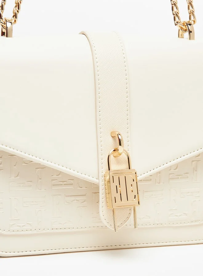 ELLE Women Monogram Embossed Crossbody Bag with Chain Strap