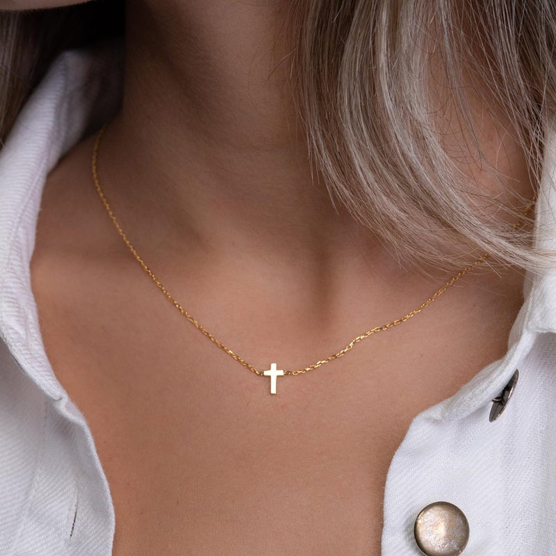 MONOZO Cross Necklace for Women Christmas Gifts - Personalized Sideway Cross Necklace Dainty Choker Necklaces Simple Pendant Necklaces Trendy Christmas Gifts for Women Her - Image 5