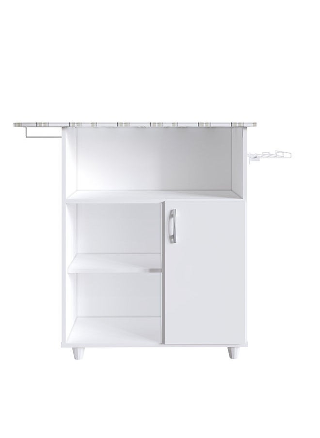 DANUBE HOME - Cleffa Ironing Board With Cabinet 4 Tier Modern Design Wooden Organiser Cupboard Space Saving Display Storage Rack For Home White - Image 1