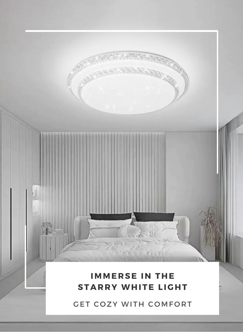 مودي مصباح سقف كريستالي بطبقة مزدوجة، مصباح سقف LED حديث بسيط بـ 3 ألوان لغرفة النوم وغرفة المعيشة وغرفة الطعام (50 سم) - Image 3