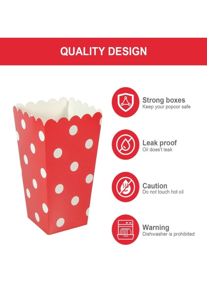 Relex 40PCS Movie Night Popcorn Paper Boxes Buckets 11.5CM Tall Old Fashion Vintage Retro Party Design Red and White Colored Nostalgic Carnival Dot Bags and Tubs - Image 4