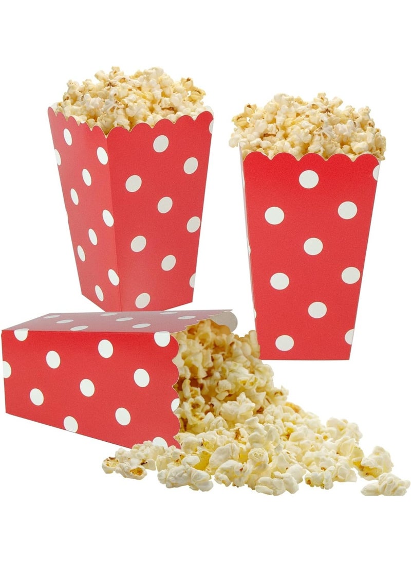 Relex 40PCS Movie Night Popcorn Paper Boxes Buckets 11.5CM Tall Old Fashion Vintage Retro Party Design Red and White Colored Nostalgic Carnival Dot Bags and Tubs - Image 1