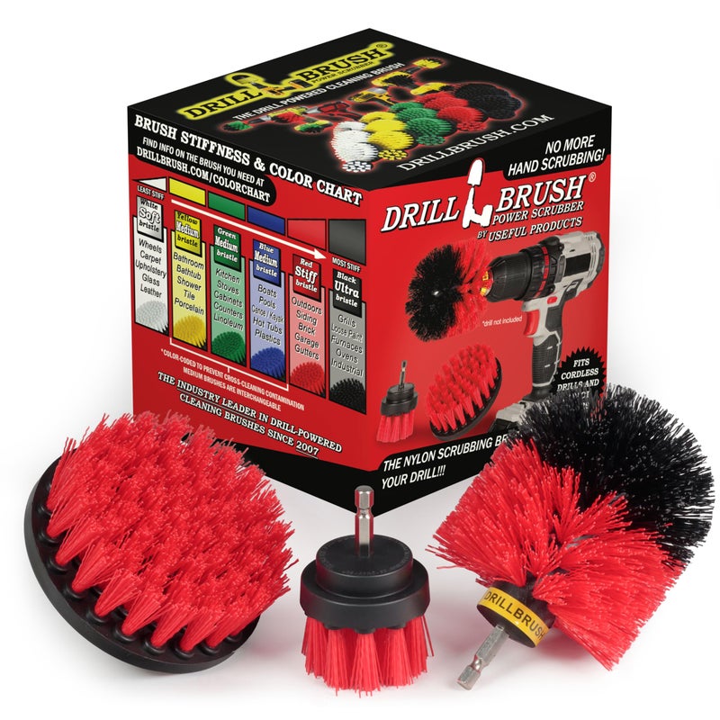 Drillbrush Drill Power Heavy Duty Stiff Bristle Scrub Brush Cleaning Kit Concrete And Siding Cleaner Drill Brushes Hard Water Stain Remover By Useful Products - Image 1