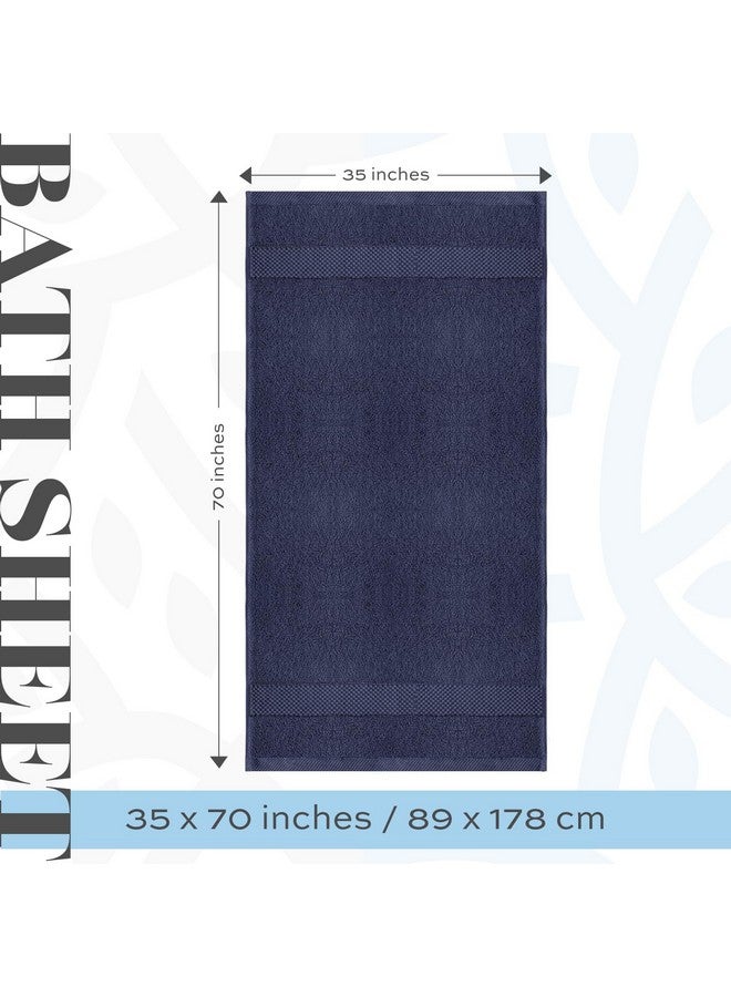 White Classic White Classic Luxury Soft Navy Bath Sheet Towels - 650 GSM Cotton Luxury Bath Towels Extra Large 35x70 | Highly Absorbent and Quick Dry | Hotel Collection Extra Large Bath Towels Oversized, 2 Pack  - Image 4