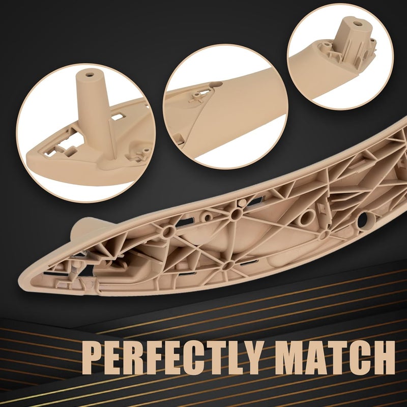 WEILEITE Front Interior Door Pull Handles Grab Bracket Trim Set Compatible with 320i,328i,330i,340i,418i,420i,428i,430i,435i,440i,M3,M4 & BMW 3 Series 4 Series Replace 51417279311(Beige,4Pcs) - Image 5