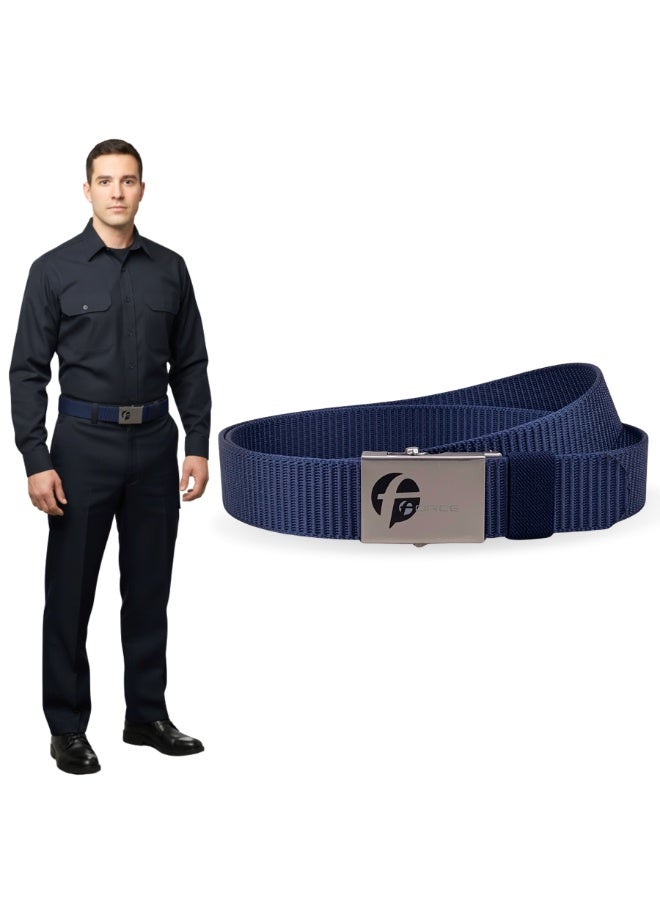 Force Security Belt for Men & Women – Heavy-Duty Nylon Web Belt with Roller-Lock Metal Buckle – Adjustable Tactical Belt for Security Guards, Police Officers, Airport Staff, Travel, Hiking & Golf