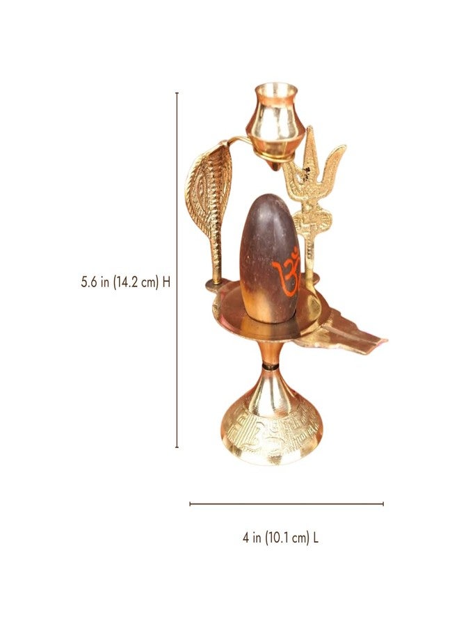Servdharm Narmadeshwar Shivling Pooja Set - 6 Inch Natural Narmada Stone Shivling with Brass Base, Kalash, Trishul & Naga for Maha Shivratri - Image 4
