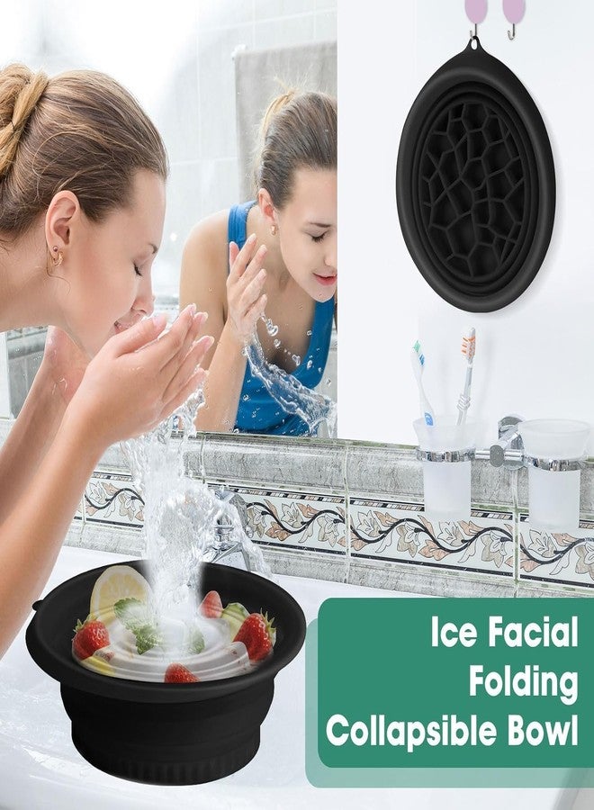 Face Bowl for Ice with Built-In Ice Tray,Facial Ice Bath Bowl, Portable Foldable Facial Plunge Bowl, Collapsible for Face Ice Bath Home & Travel (PACK OF 1) (1PIS+BLACK+FACE+BOWL)/3667 - Image 4