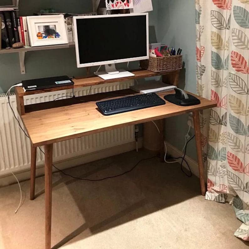 IThree sheesham Wood Furniture Modern Look Study Desk for Home Solid Sheesham Wood Office Work Table Wooden Laptop Computer Desk Moniter Stand Laptop Study Table Computer Table - Image 1