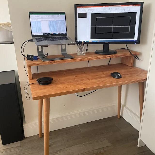 IThree sheesham Wood Furniture Modern Look Study Desk for Home Solid Sheesham Wood Office Work Table Wooden Laptop Computer Desk Moniter Stand Laptop Study Table Computer Table - Image 5