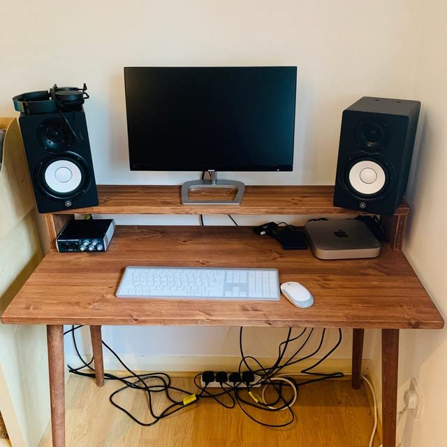 IThree sheesham Wood Furniture Modern Look Study Desk for Home Solid Sheesham Wood Office Work Table Wooden Laptop Computer Desk Moniter Stand Laptop Study Table Computer Table - Image 3