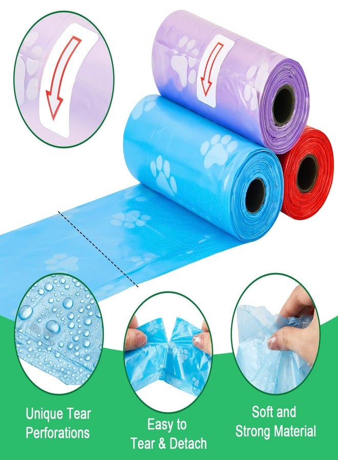 Thenshop 3000 Counts 200 Rolls Dog Poop Bag Plastic Dog Waste Bags Disposable For Doggie Pets Poop Outdoor Walking Travel Mixed Colors(Paw Print Style) - Image 3