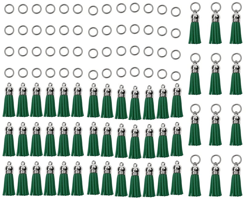 Mini Skater Mini Skater Suede Faux Leather Tassels for Jewelry Making 100Pcs Silver Cap Leather Trim Fringe Tassel Bulk with 100Pcs Jump Rings Sewing Accessories Dark Green 