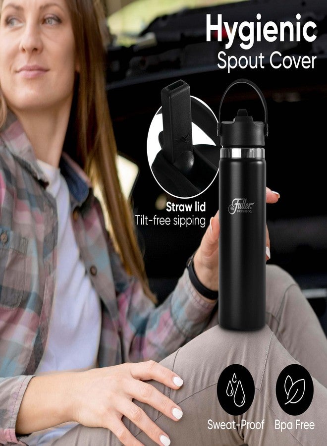 fuller brush Fuller Stainless Steel Water Bottle with Straw Lid – BPA-Free, Sweat-Proof, Leak-Proof Travel Mug – Double Wall Insulated for Hot & Cold Drinks – Carry Handle (Black, 20 Oz.) - Image 3