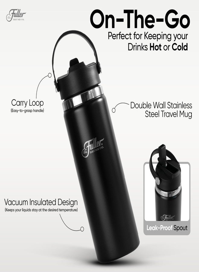 fuller brush Fuller Stainless Steel Water Bottle with Straw Lid – BPA-Free, Sweat-Proof, Leak-Proof Travel Mug – Double Wall Insulated for Hot & Cold Drinks – Carry Handle (Black, 20 Oz.) - Image 5