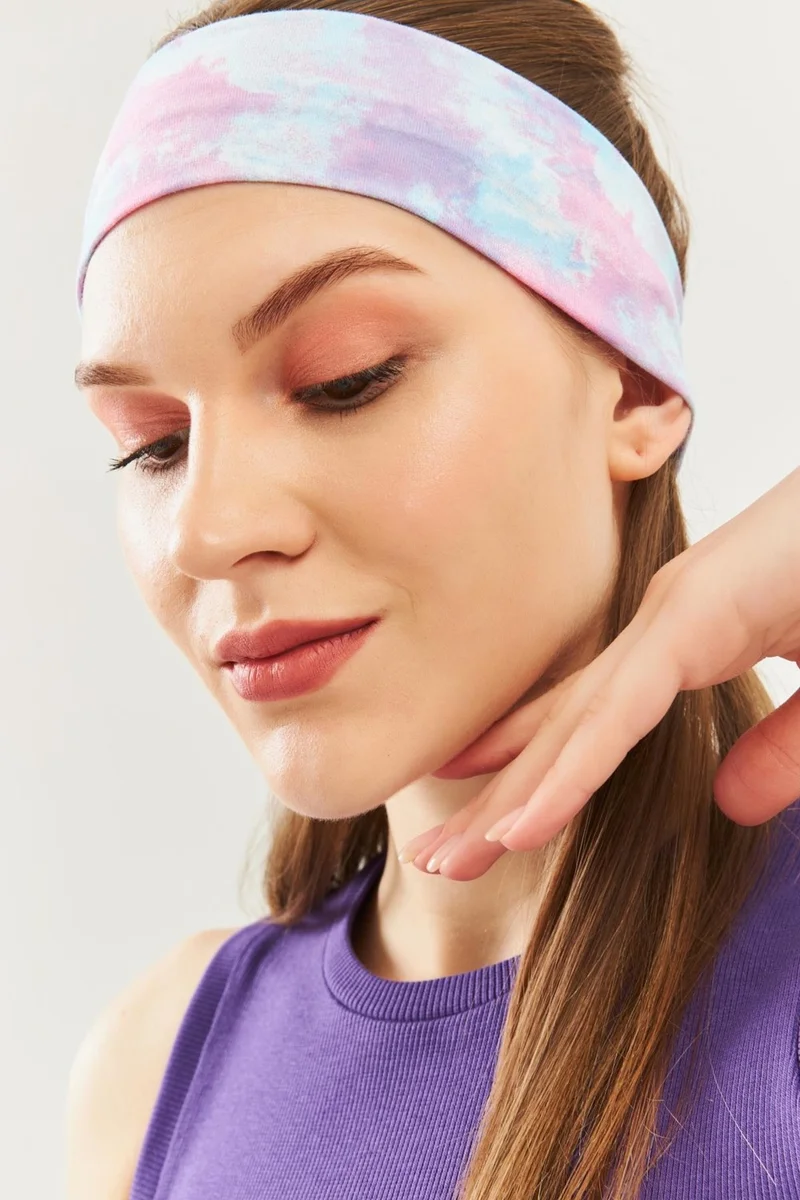 بوتيكجيز Batik Aqua Women's Cotton Combed Cotton, Anti-Slip, Anti-Sweat, Ultra Light, Sports Hair Band Bandana Trendy Colors