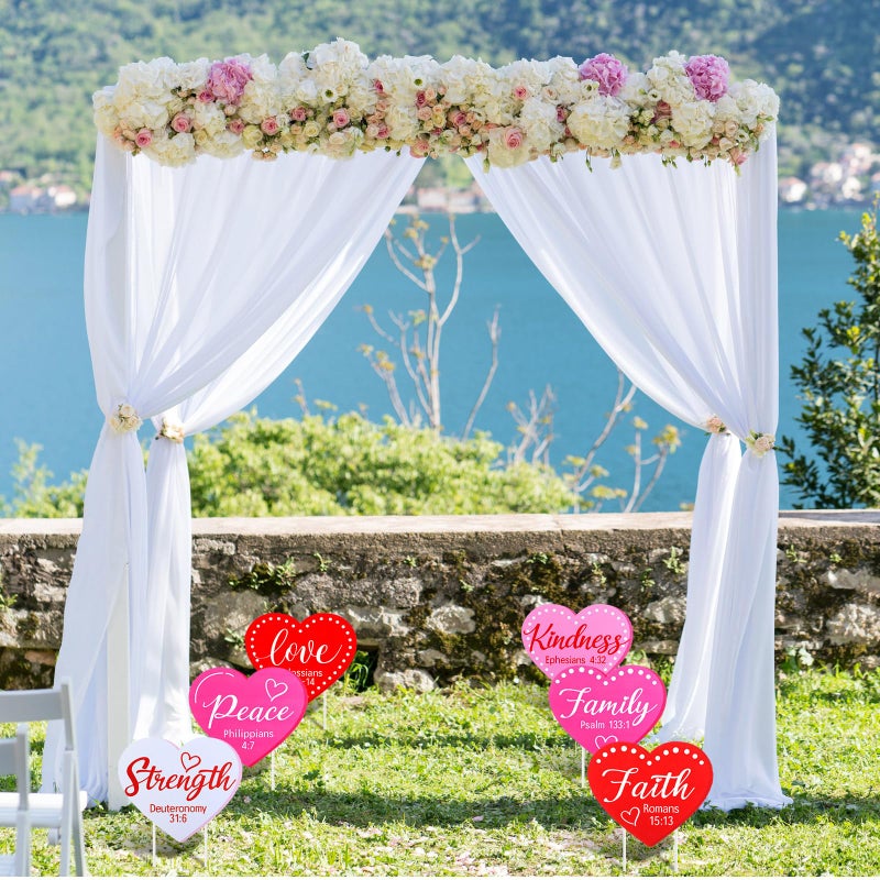 Memorywuu 6 Pcs Valentine's Day Yard Signs Religious Heart-shaped Bible Verse Yard Sign with Stakes Holiday Garden Decorations Outdoor for Valentine St. Patrick's Day Outdoor Party Pathway Yards Decor - Image 3