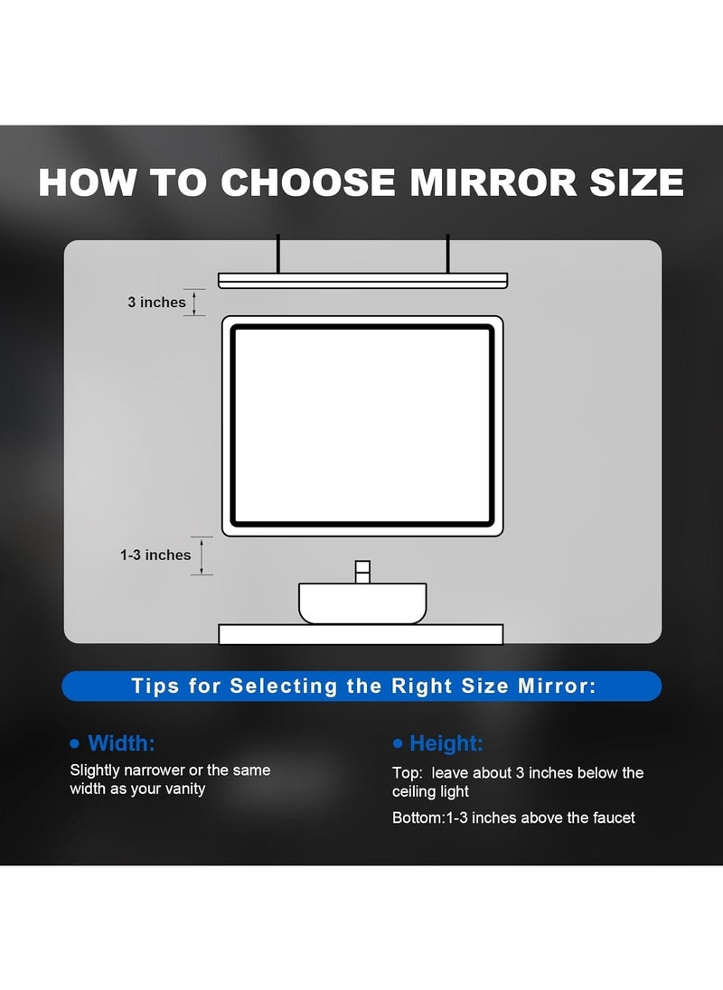 Vparty - LED Bathroom Mirror with Backlit & Front Lights, Anti-Fog Makeup Mirror, 3 Color Temperature Dimmable Vanity Mirror, Waterproof, Memory Function, Horizontal/Vertical Mount, Adjustable Brightness, Stylish Wall-Mounted Energy-Efficient LED Mirror for Bathroom (100 x 60 cm) - Image 1