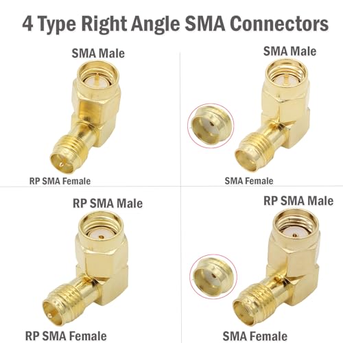 exgoofit SMA Adapter Kit, 18pcs, Gold Plated, Compatible with FPV Antennas, Ham Radio, WiFi Router, etc. - Image 4
