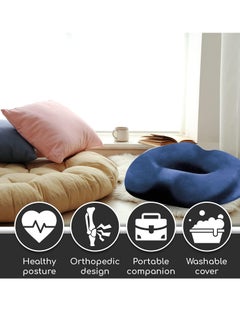 TYCOM Memory Foam Donut Pillow Tailbone Pain Relief, Memory Foam Seat Cushion for Office Chair, Wheelchair Office Chair Cushion for Back Cushion (Blue)  - Image 2