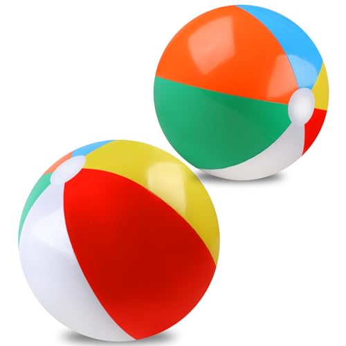 REGUICORP 2 Pack Beach Balls 20 Inch Beach Balls Rainbow Color Pool Toys Pool Balls for Swimming Pool Beach Toys Inflatable Ball for Summer Parties and Water Games - Image 1