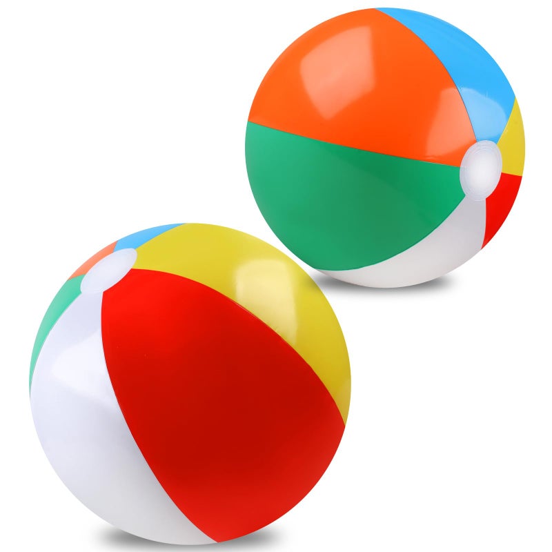 REGUICORP 2 Pack Beach Balls 20 Inch Beach Balls Rainbow Color Pool Toys Pool Balls for Swimming Pool Beach Toys Inflatable Ball for Summer Parties and Water Games - Image 2