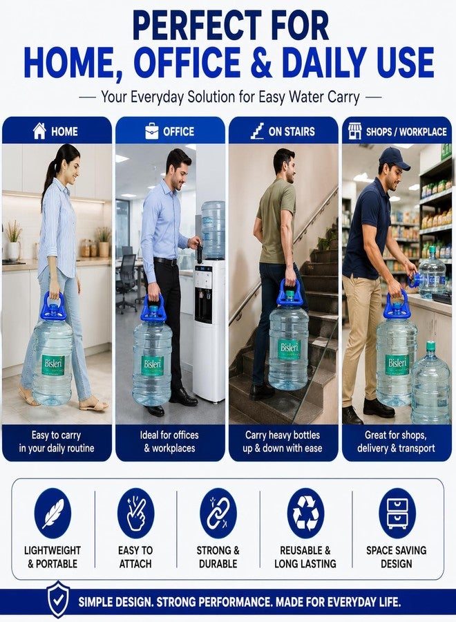 SAFE CHOICE Water Can Handle/Holder for 20 Litre Water Bottles | Portable Lifting Grip for Water Cans | Heavy Duty Plastic Bottle Carrier | Easy Carry Handle for Water Jars & Bubble Top Bottles | Pack of 2 - Image 2