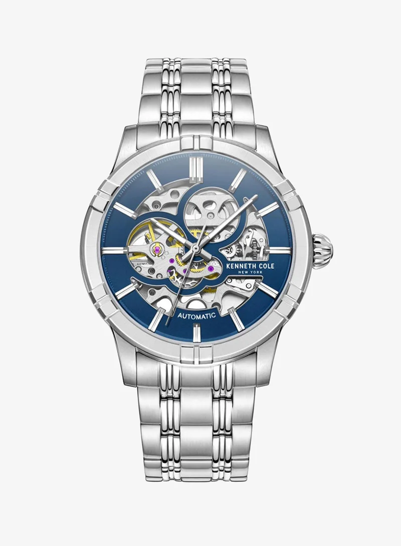 Kenneth Cole New York 43mm Automatic Men's Watch with Blue Dial & Stainless Steel Bracelet