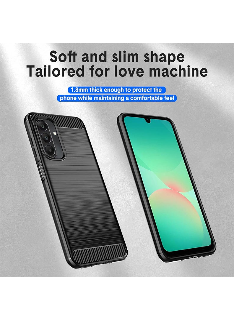 Case Up حافظة متوافقة مع سامسونج جالاكسي A26، غطاء قماش كربوني مصقول فاخر [حماية الكاميرا] غطاء ناعم مضاد للصدمات لسامسونج جالاكسي A26، أسود - Image 2