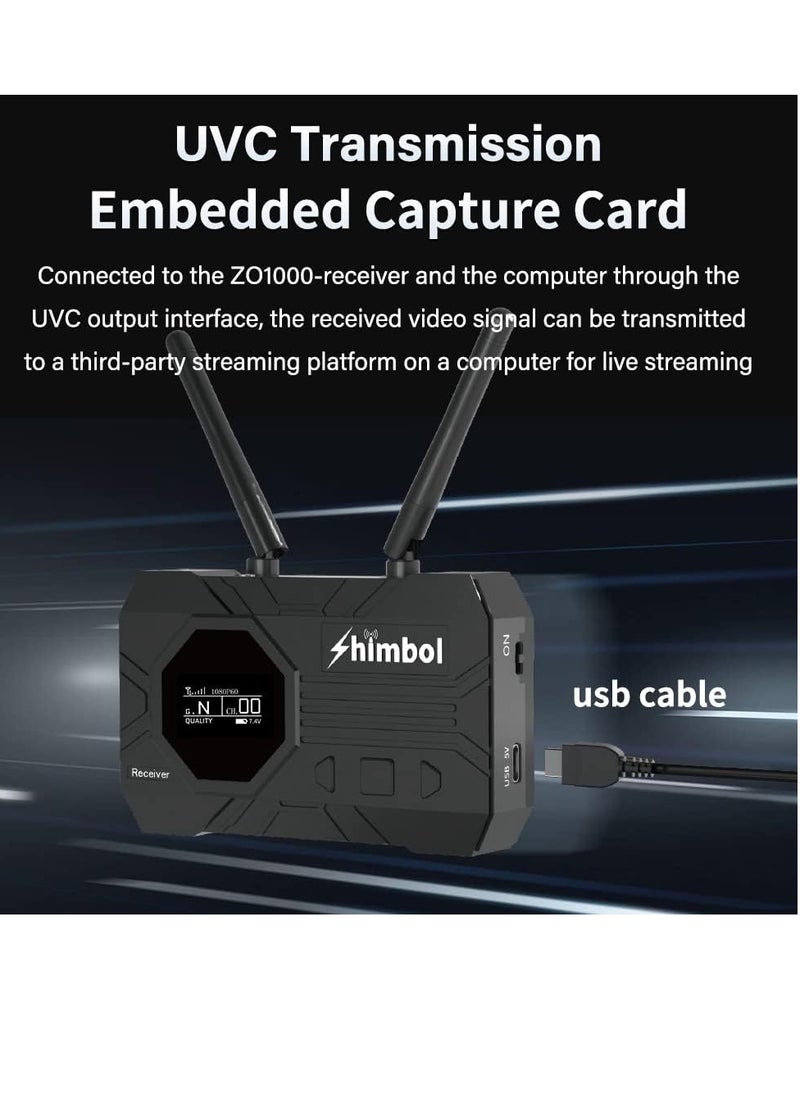 SHIMBOL SHIMBOL ZO1000 Portable Full HD Wireless Video Transmission System 1000FT UVC Livestreaming Group Mode Monitor  - Image 3