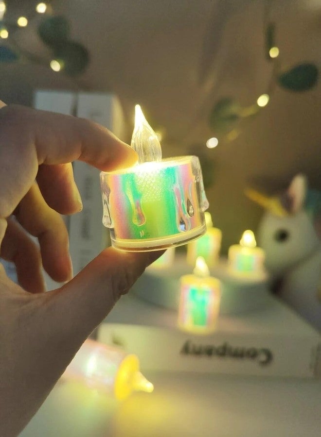 DOJI Multi Crystal tealight Candles Smokeless Candle Light, Flameless led Diya | led Candles | Tea Lights Candles for Diwali and Christmas Decorations (Pack of 6) - Image 4