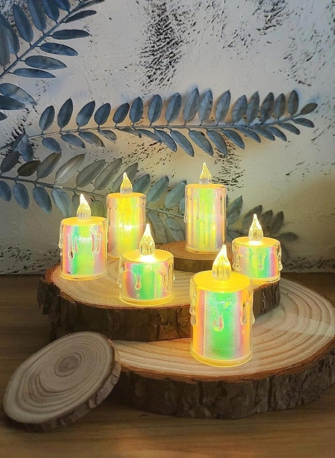 DOJI Multi Crystal tealight Candles Smokeless Candle Light, Flameless led Diya | led Candles | Tea Lights Candles for Diwali and Christmas Decorations (Pack of 6) - Image 1