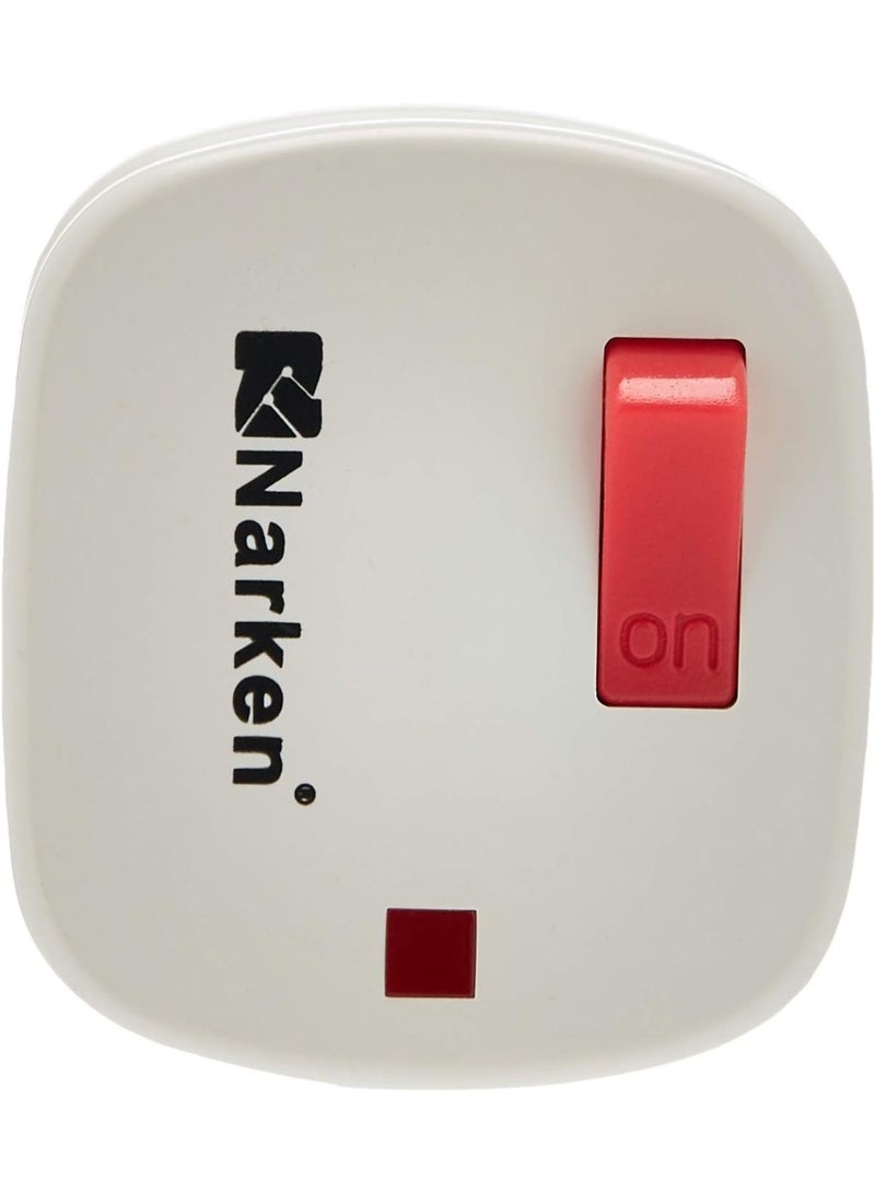 Narken 3 Round Pin AC Heavy Duty Plug Top White Color Switch On Off With Screw Wire Clip And Fuse Max. - Image 2