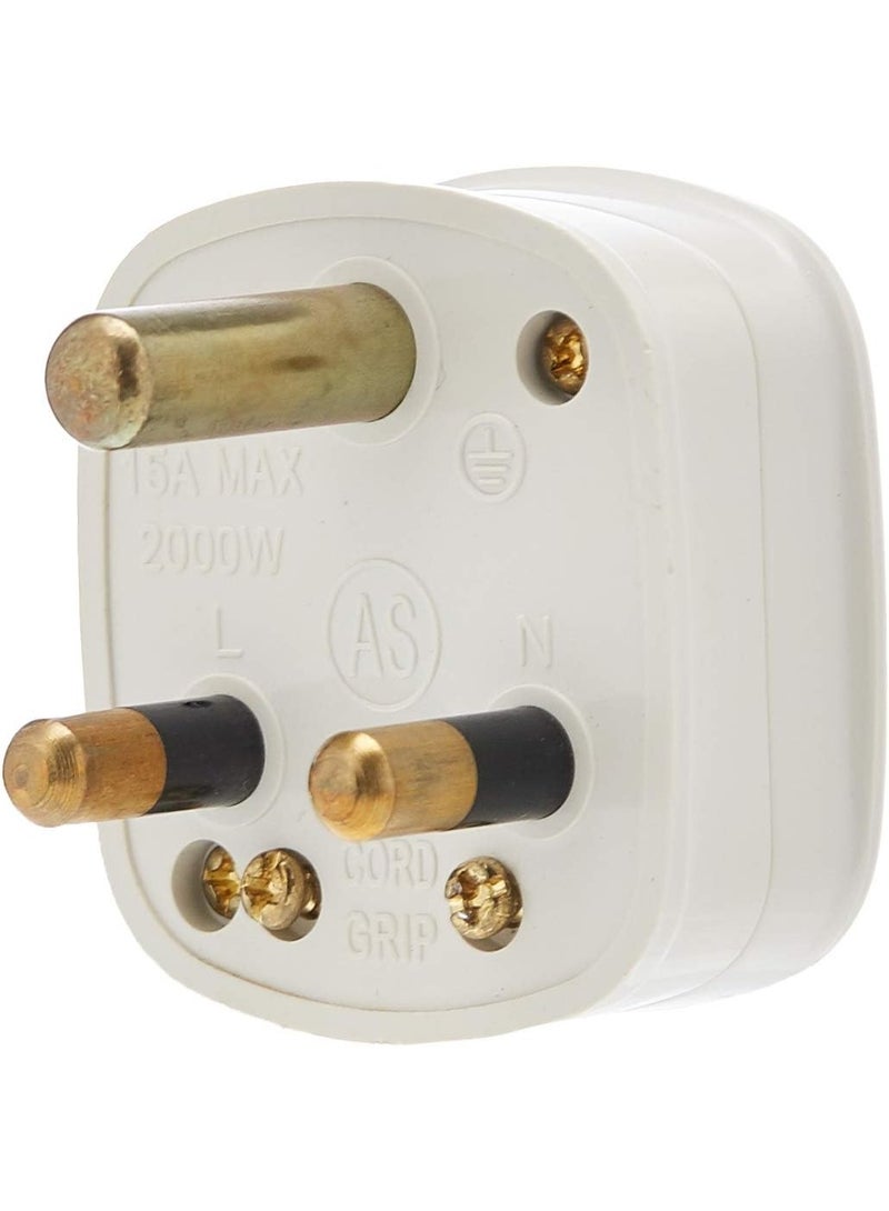 Narken 3 Round Pin AC Heavy Duty Plug Top White Color Switch On Off With Screw Wire Clip And Fuse Max. - Image 3
