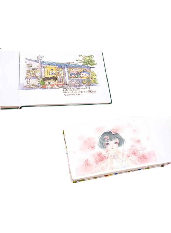 Flying Bird Fele Niao 16K, Pine Green, Medium-Coarse Pattern, Fabric And Wood Pulp Watercolor Sketchbook, Portable Travel Palm-Sized Handmade Fountain Pen Light Pastel Sketchbook - Image 3