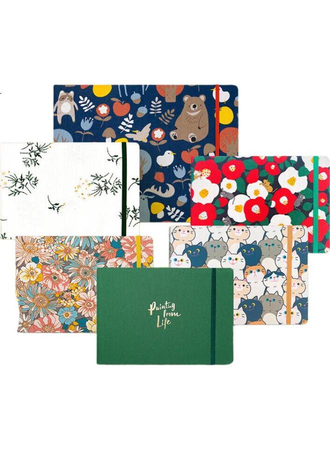 Flying Bird Fele Niao 16K, Pine Green, Medium-Coarse Pattern, Fabric And Wood Pulp Watercolor Sketchbook, Portable Travel Palm-Sized Handmade Fountain Pen Light Pastel Sketchbook - Image 1
