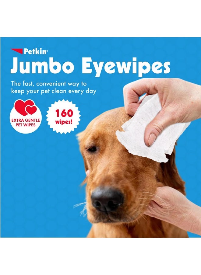 Petkin - Jumbo Pet Eye Wipes, 80 Extra Moist Wipes, 2 Pack  Natural Formula Gently Removes Dirt, Discharge, & Tear Stains  Safe, Convenient, & Easy To Use Pet Wipes For Dogs, Cats, Puppies & Kittens - Image 1