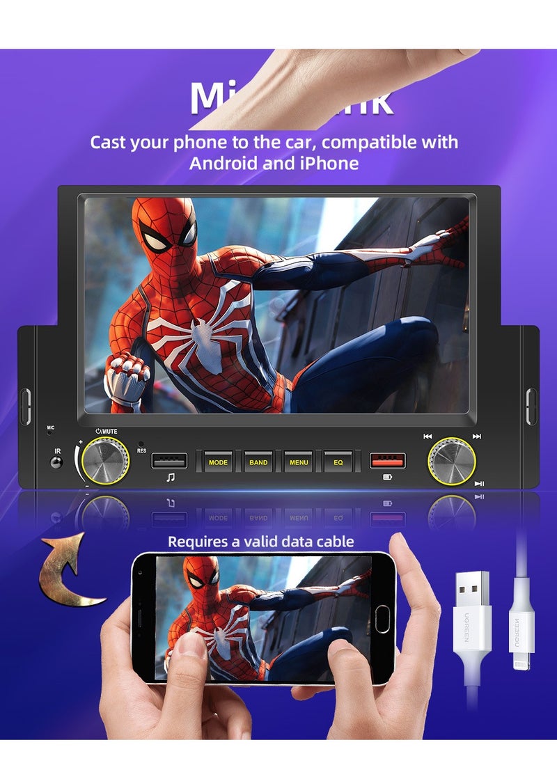 SWM - 6.2 Inch Car Stereo MP5 Player BT FM Radio Receiver with Carplay Android Auto Support Hands-Free Calling USB Charge Playback Phone - Image 1