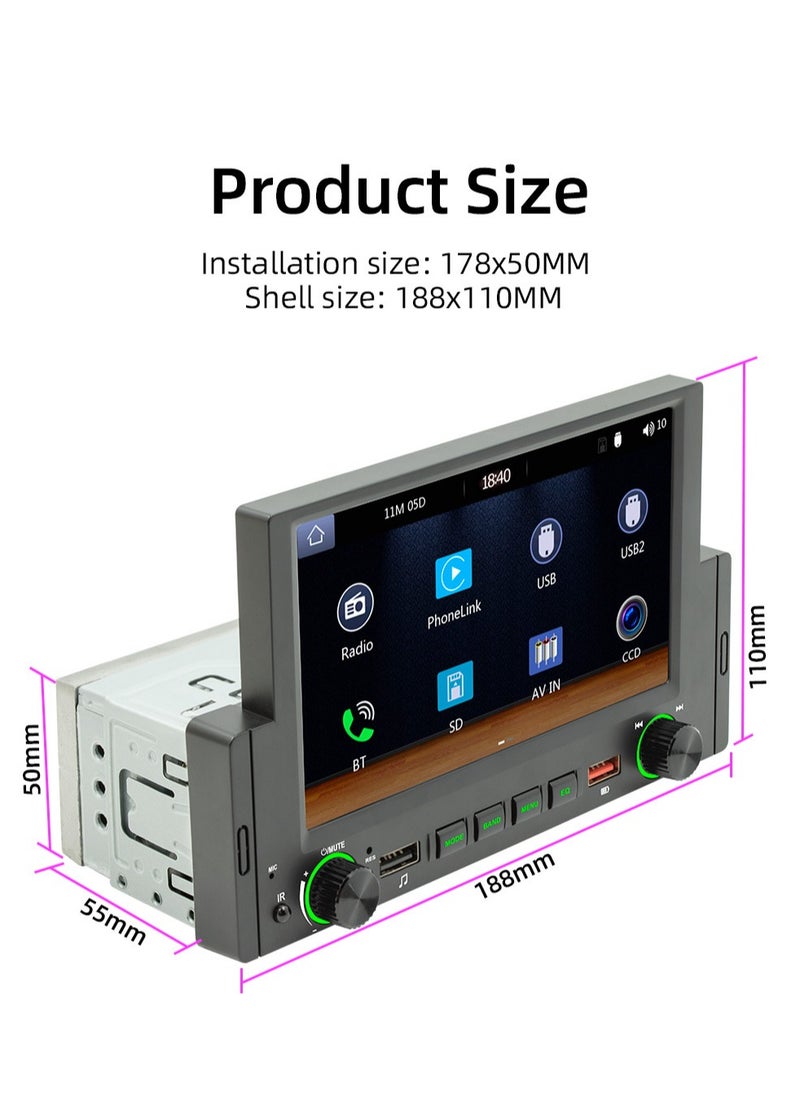 SWM - 6.2 Inch Car Stereo MP5 Player BT FM Radio Receiver with Carplay Android Auto Support Hands-Free Calling USB Charge Playback Phone - Image 1