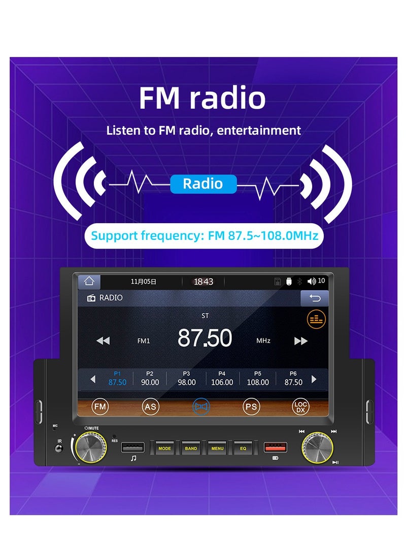 SWM - 6.2 Inch Car Stereo MP5 Player BT FM Radio Receiver with Carplay Android Auto Support Hands-Free Calling USB Charge Playback Phone - Image 1